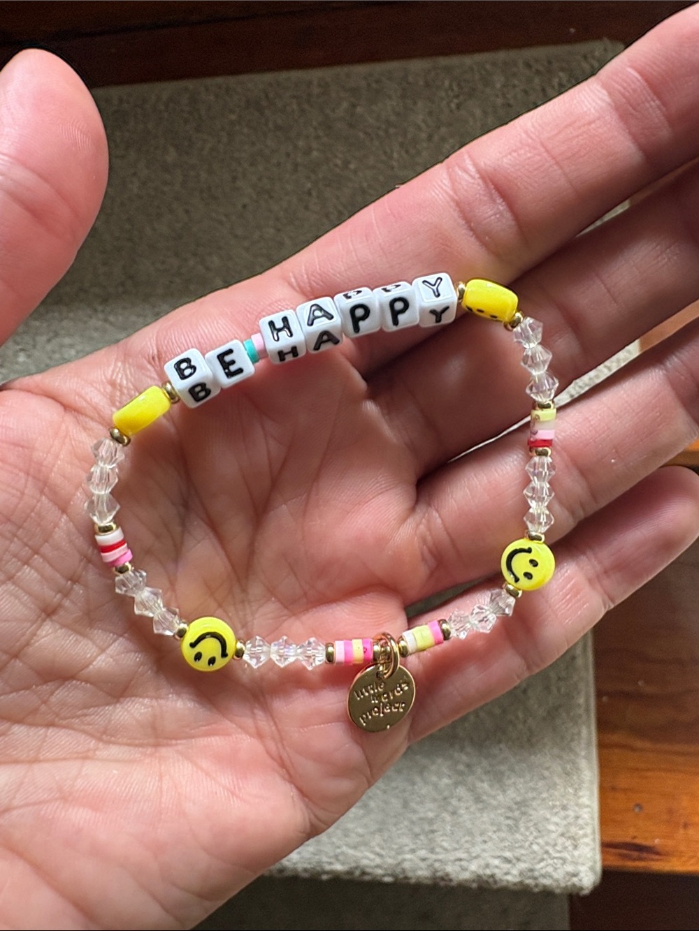Little Words Project Be Happy Yellow Smiley Bracelet
